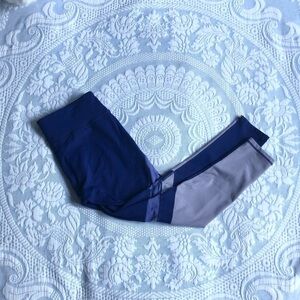 Fabletics Light & Dark Blue Mesh Long Activewear Gym Comfortable Leggings